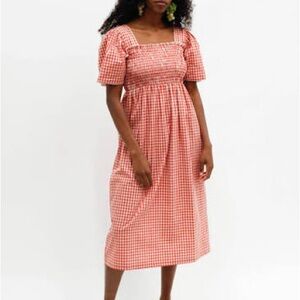Lisa Says Gah - Toni Midi Dress in Terracotta Gingham